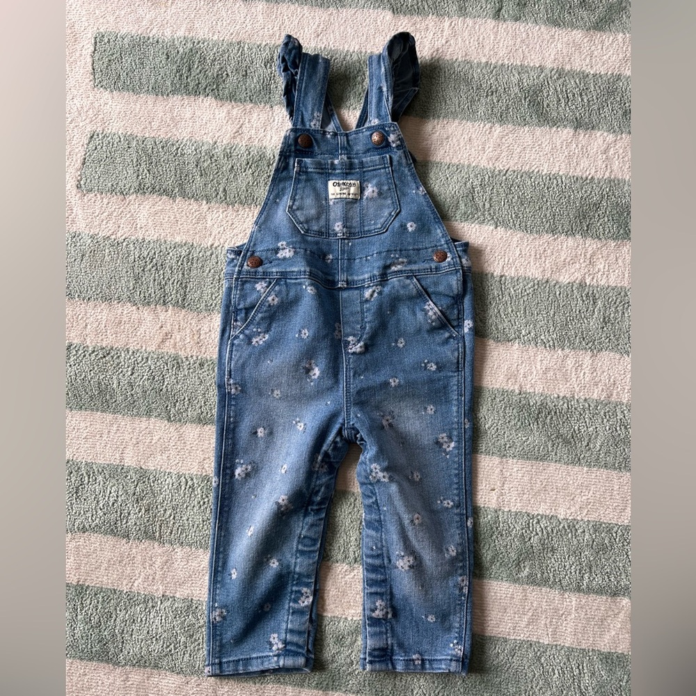 OshKosh B'gosh Denim Overalls with Floral Pattern